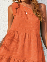 Textured Tied Single Shoulder Mini Dress OutfitFlow